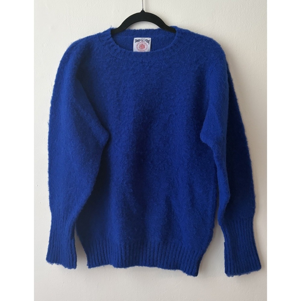 J. Press Shaggy Dog 100% Shetland Wool Cobalt Blue Pullover Sweater Men's XS